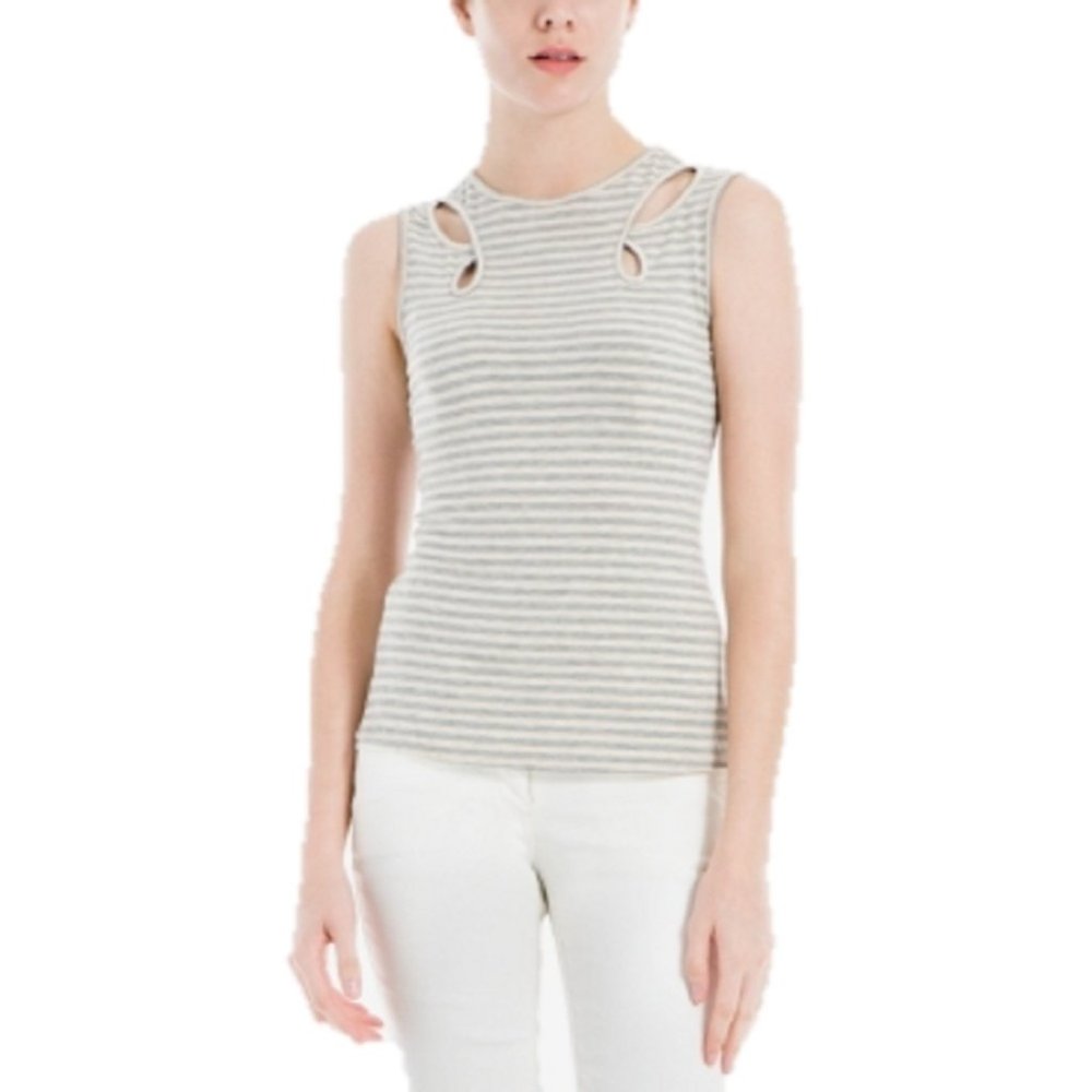 Max Studio Womens London Cutout Tank Top in Gray Size Medium